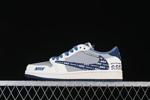All categories Air Jordan Jordan series basketball shoes Air Jordan 1 Low High-end customized low-top sneakers Travis Scott x Fragment Design x Air Jordan 1 Low OG SP AJ1 Joe 1 joint milk white gray blue low-top cultural casual sneakers XD0798-309